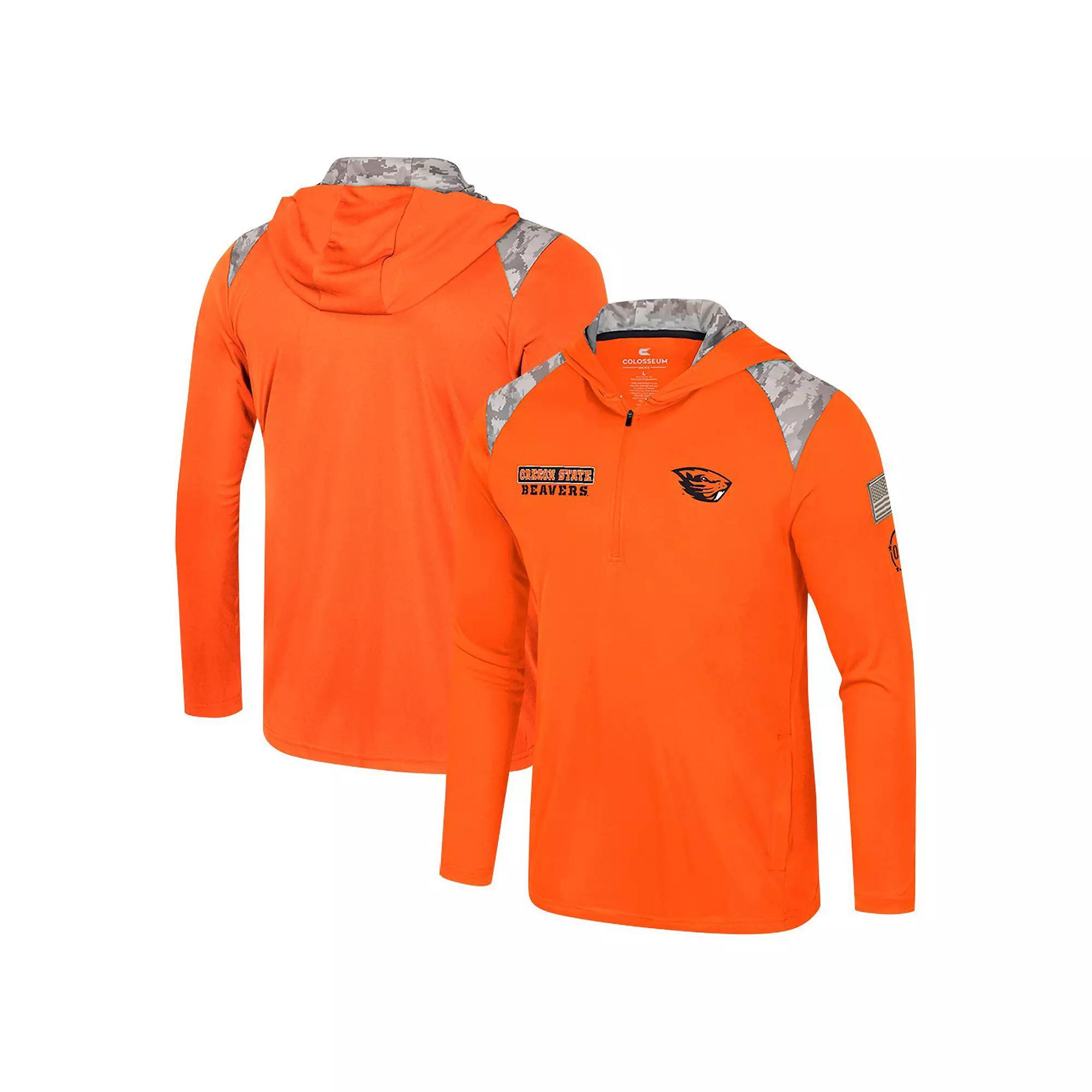 Men's Colosseum Orange Oregon State Beavers OHT Military Appreciation Quarter-Zip Hoodie Jacket, Size: Medium Product Image