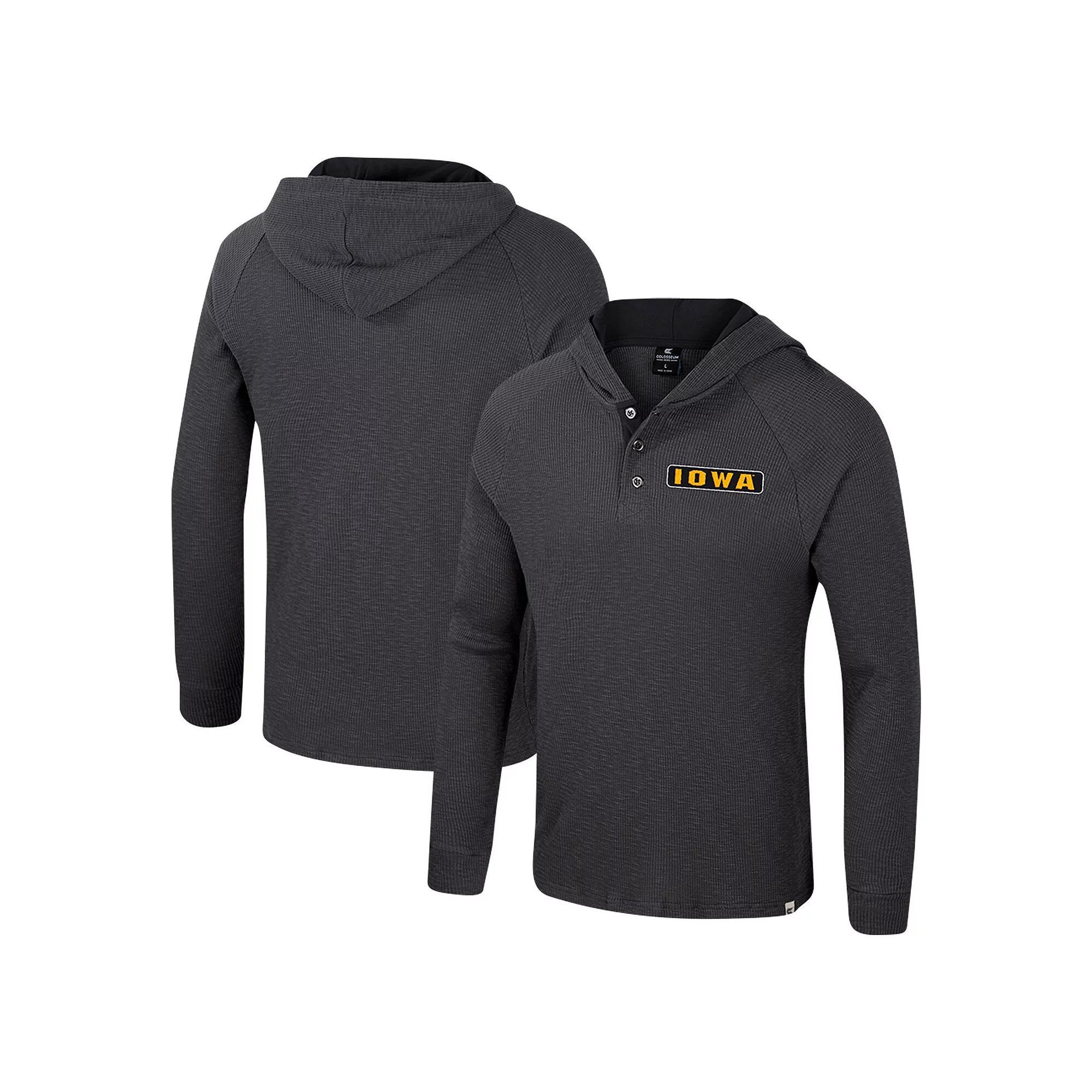 Men's Colosseum  Charcoal Appalachian State Mountaineers Dujour Ralgan Long Sleeve Henley Hoodie T-Shirt, Size: XL, App Charco Product Image
