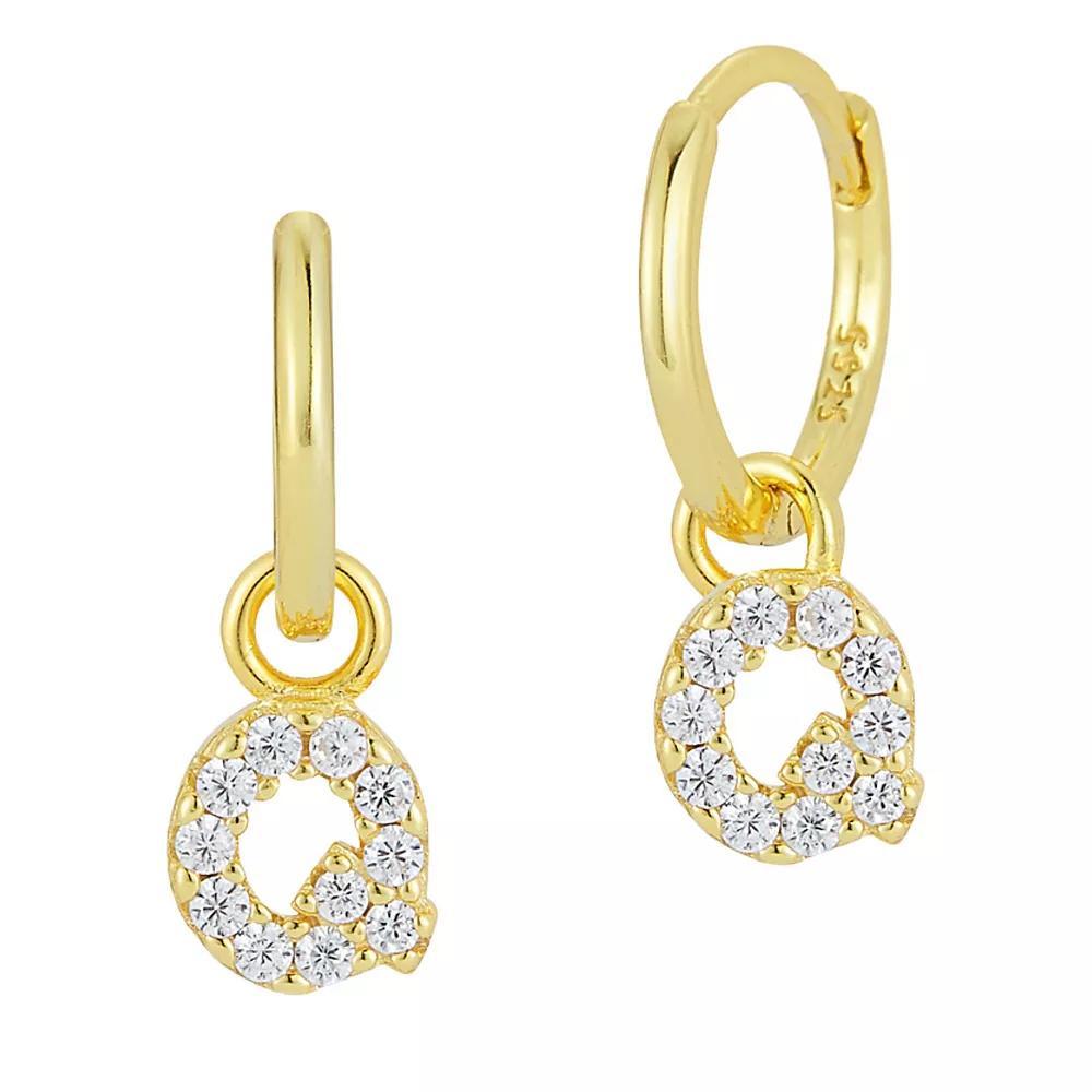 Sunkissed Sterling Cubic Zirconia 14k Gold Plated Initial Drop Earrings, Women's, Gold Tone Q Product Image