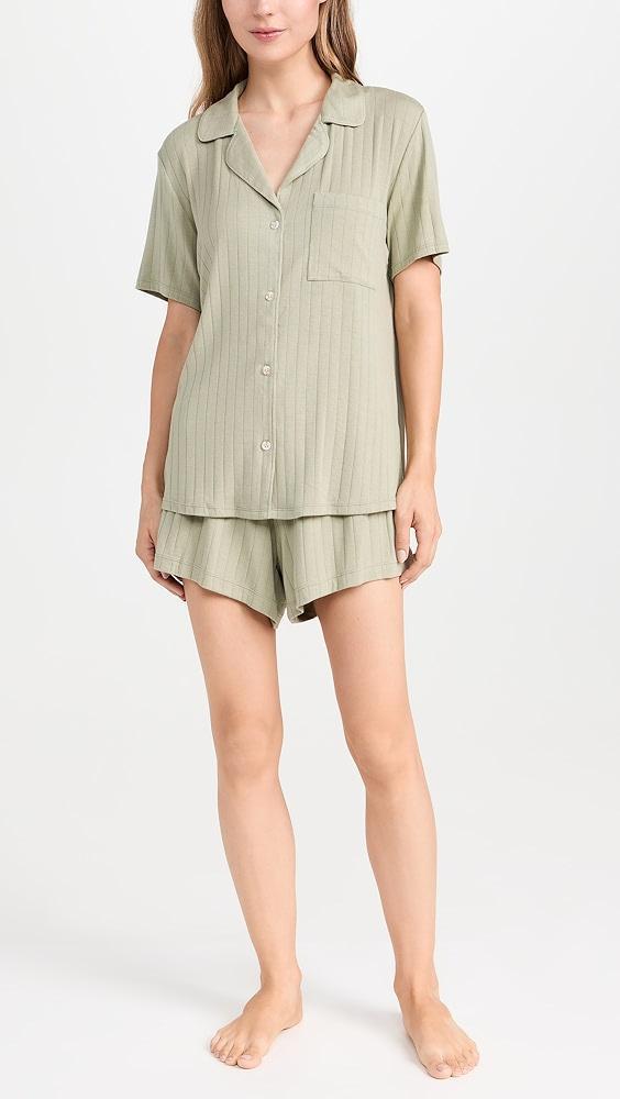 Eberjey Gisele Rib Relaxed Short PJ Set | Shopbop Product Image