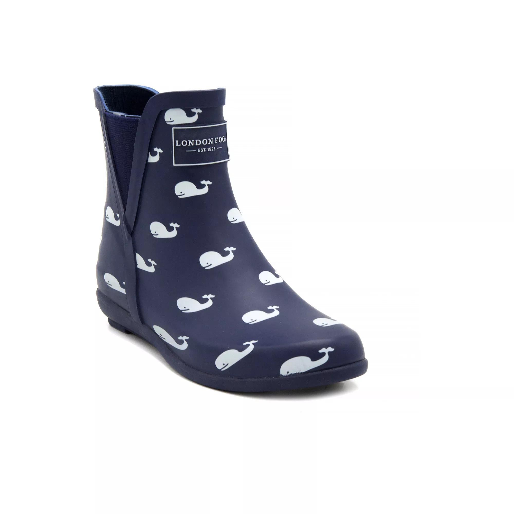 London Fog Piccadilly Women's Waterproof Rain Boots, Girl's, Size: 6, Black Floral Print Product Image