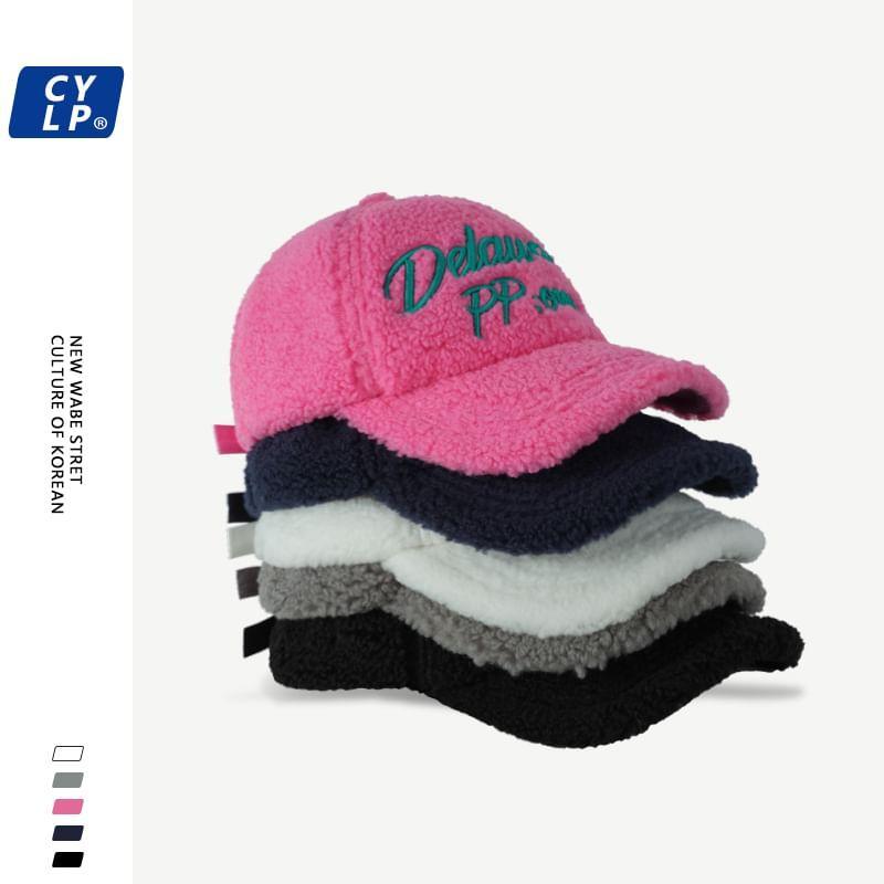 Lettering Embroidered Fleece Baseball Cap Product Image