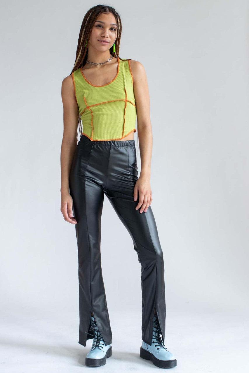 Lime Green Seamed Crop Tank Product Image