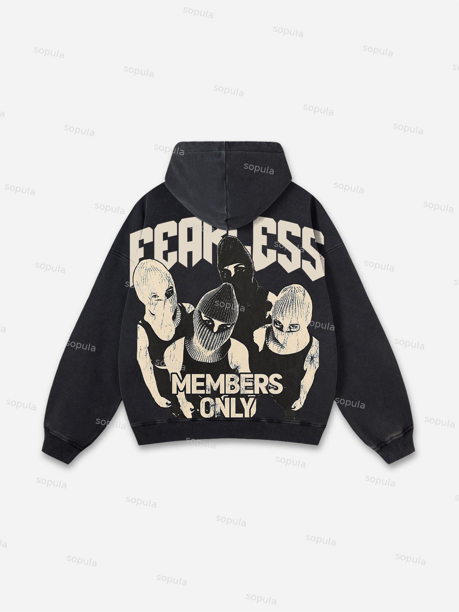 Fearless Graphic Acid Washed Oversized Hoodie Product Image