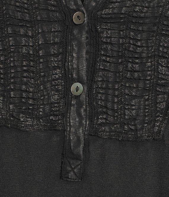Westbound Knit 3/4 Sleeve Solid Henley Neck Top Product Image