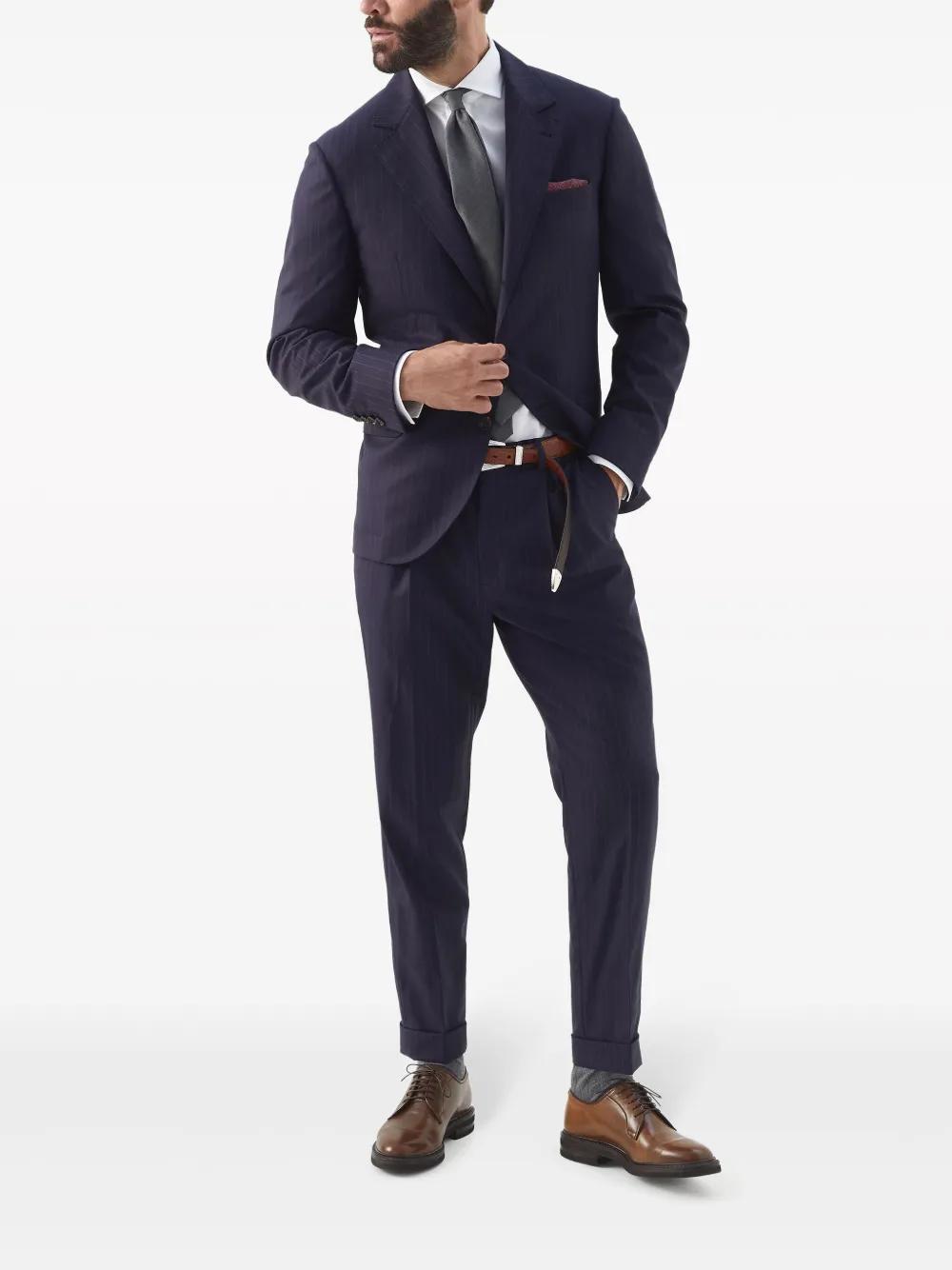 BRUNELLO CUCINELLI Tapered-leg Wool Trousers In Blue Product Image