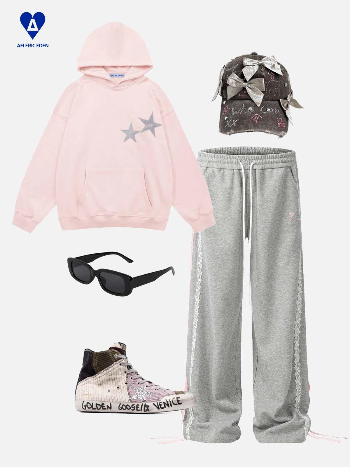 Aelfric Eden Star Print Color Contrast Hoodie Product Image