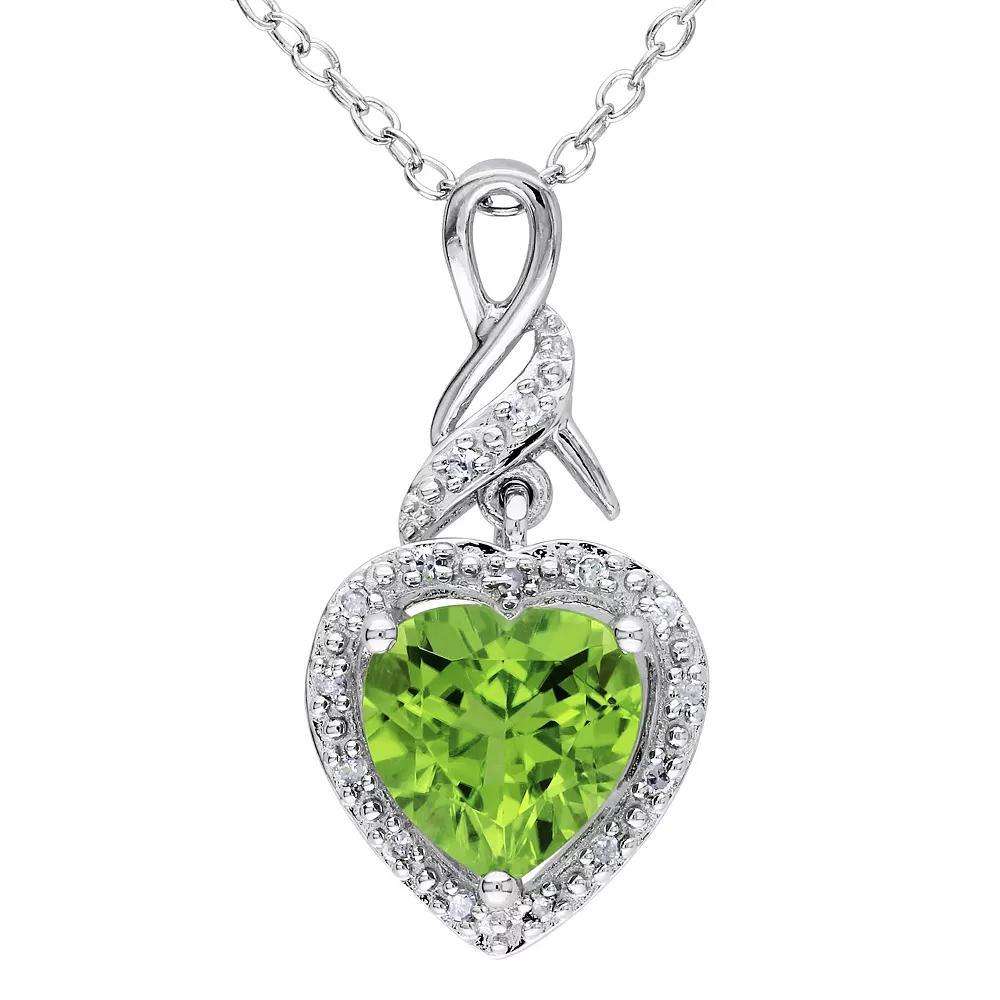 Stella Grace Sterling Silver Peridot & Diamond Accent Heart Twist Pendant Necklace, Womens Product Image