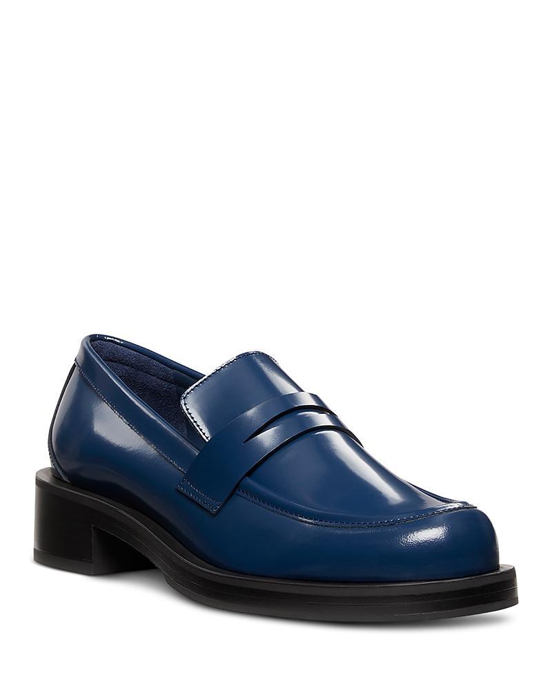 Womens Palmer 40MM Brushed Leather Stacked Heel Loafers Product Image