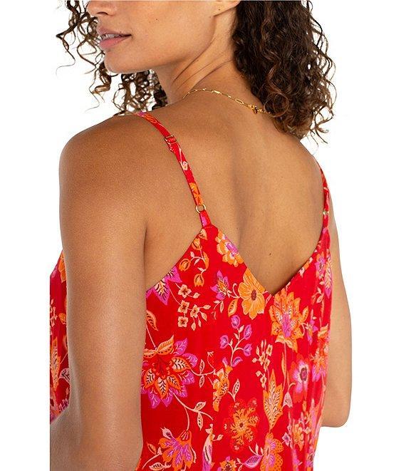 Liverpool Los Angeles Woven Floral Print V-Neck Sleeveless A-Line Maxi Dress Product Image