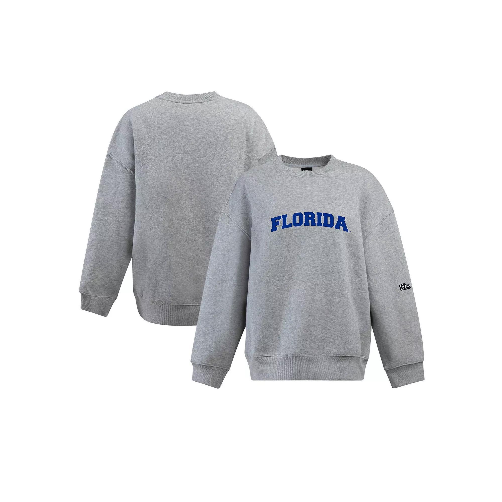 Women's Hype and Vice Heather Gray Florida Gators Offside Pullover Sweatshirt, Size: Large, Grey Product Image