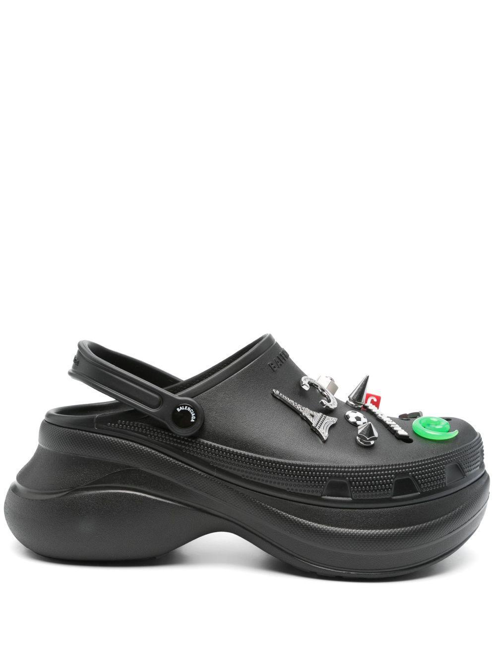 BALENCIAGA Platform Sandals Embellished Ventilation Holes In Black Product Image