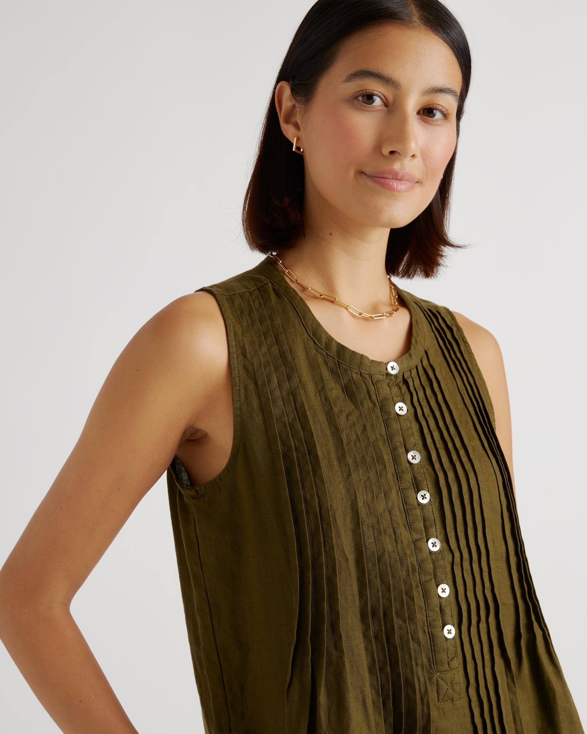 Quince | Women's 100% European Linen Sleeveless Swing Dress Size XS Product Image
