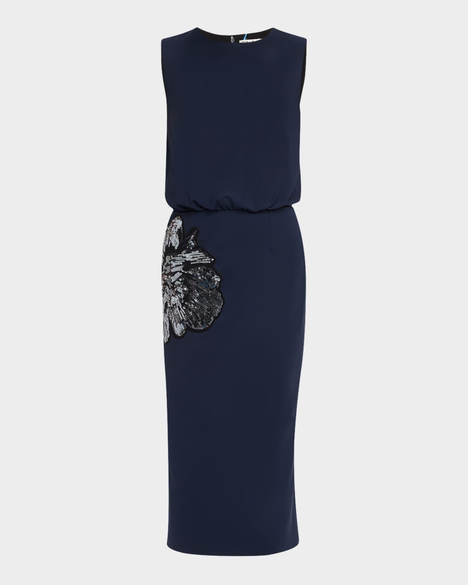 Myla Sequin Floral Applique Midi Dress Product Image