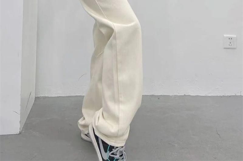 High Rise Washed Ripped Straight Leg Jeans Product Image