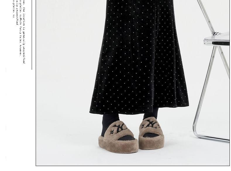 High Rise Rhinestone Velvet Midi Mermaid Skirt Product Image