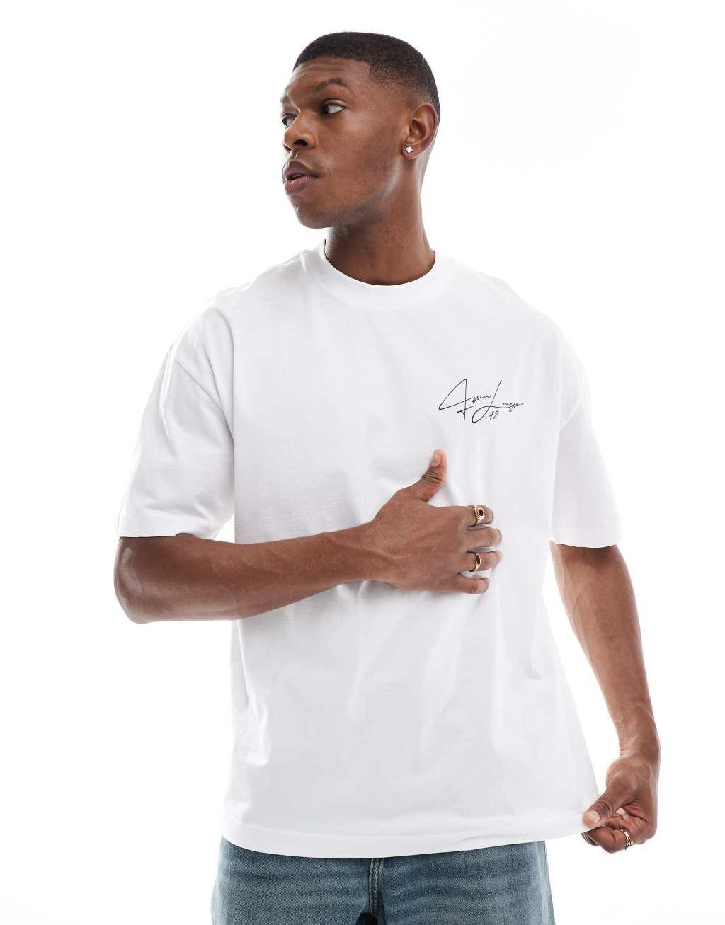 ASOS DESIGN oversized T-shirt with ski graphic in white Product Image