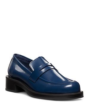 Womens Palmer 40MM Brushed Leather Stacked Heel Loafers Product Image