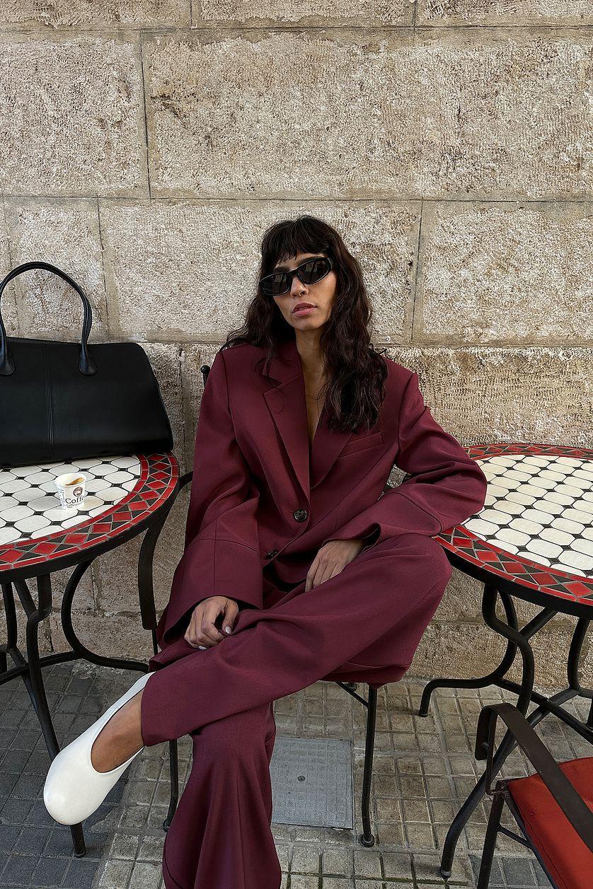 Wide Leg High Waist Suit Pants Product Image