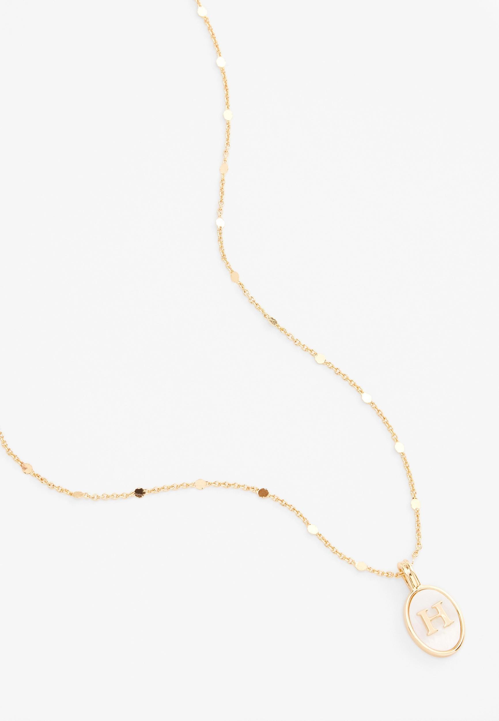 Gold Oval Initial Pendant Necklace Product Image