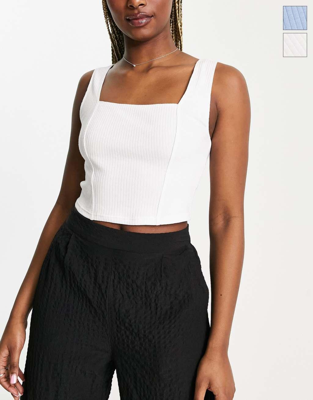 Miss Selfridge sleevless corset seamed top 2 pack Product Image