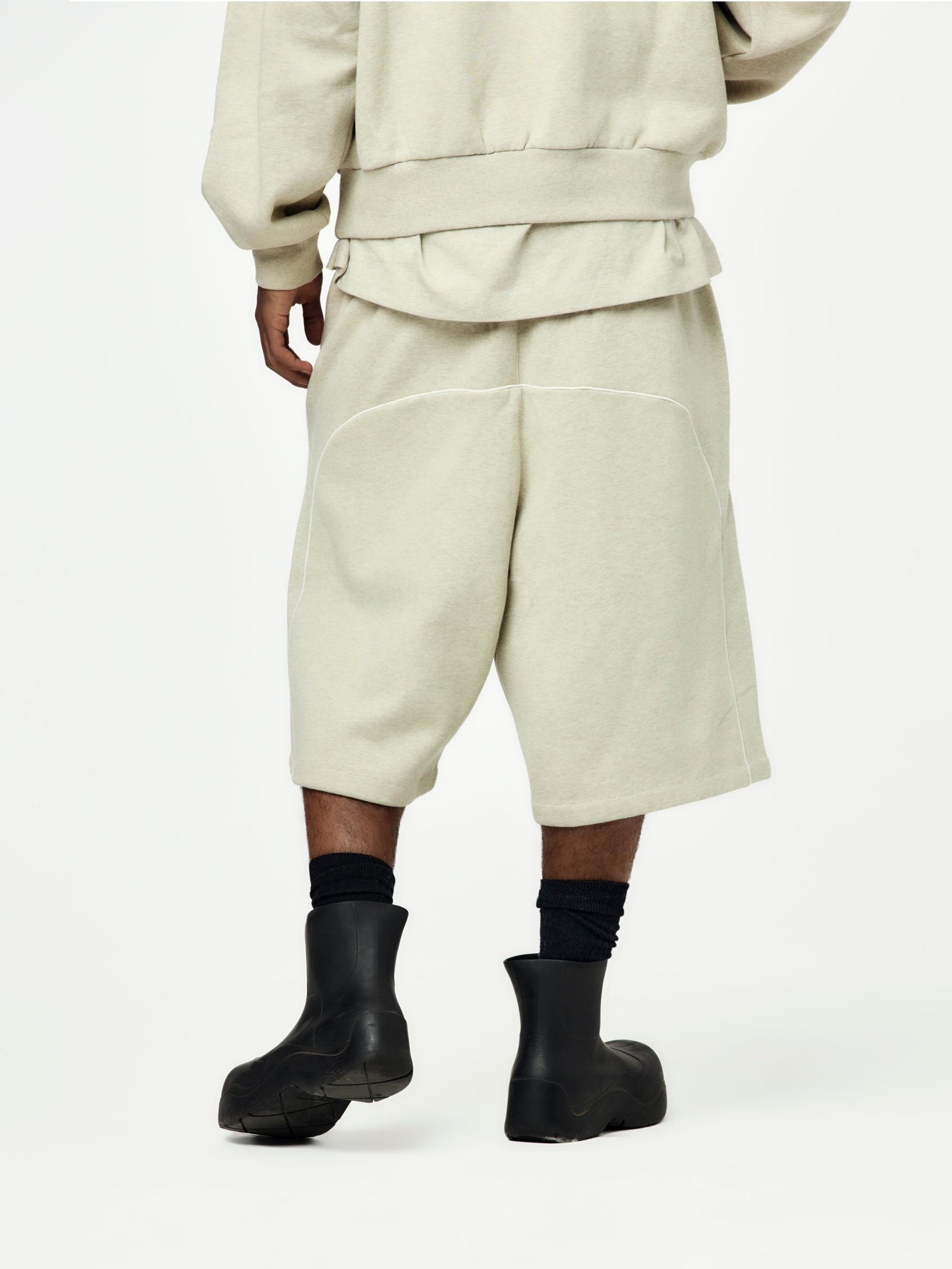 Relaxed Fleece Sweatshort With Piping (Heather Stone) Product Image