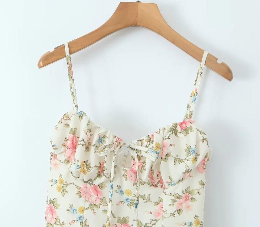 Spaghetti Strap Floral Print Mini A-Line Dress Product Image