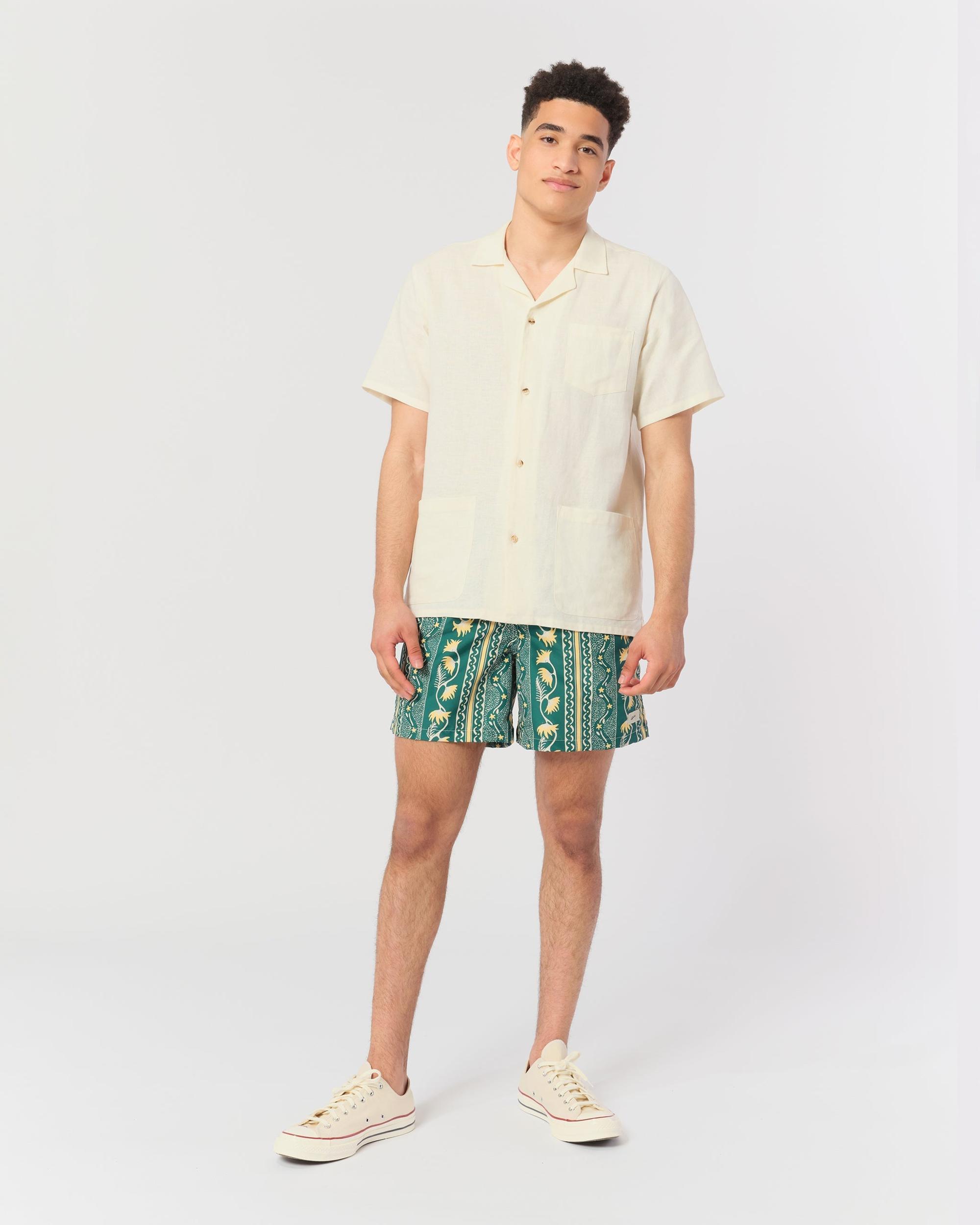 Basil Botanical Stripe Swim Trunk Product Image