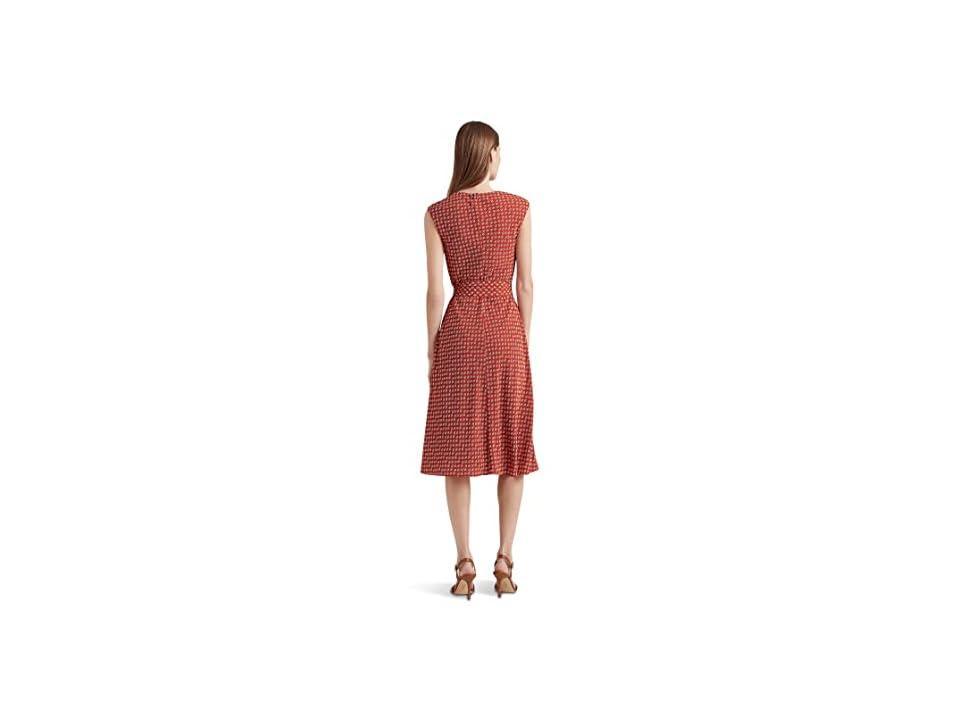 Lauren Ralph Lauren Floral Bubble Crepe Cap-Sleeve Dress Sunstone/Cream) Women's Dress Product Image