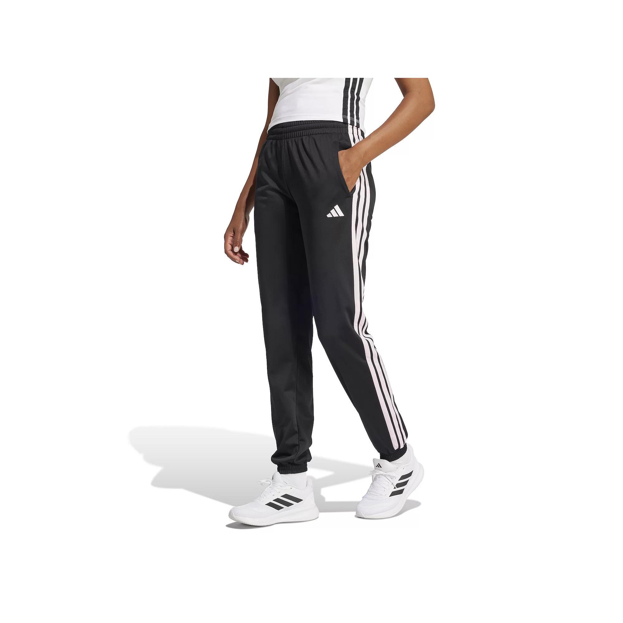 Women's adidas Tricot 3-Stripes Track Pants, Size: XS, Black Clear Pink Product Image