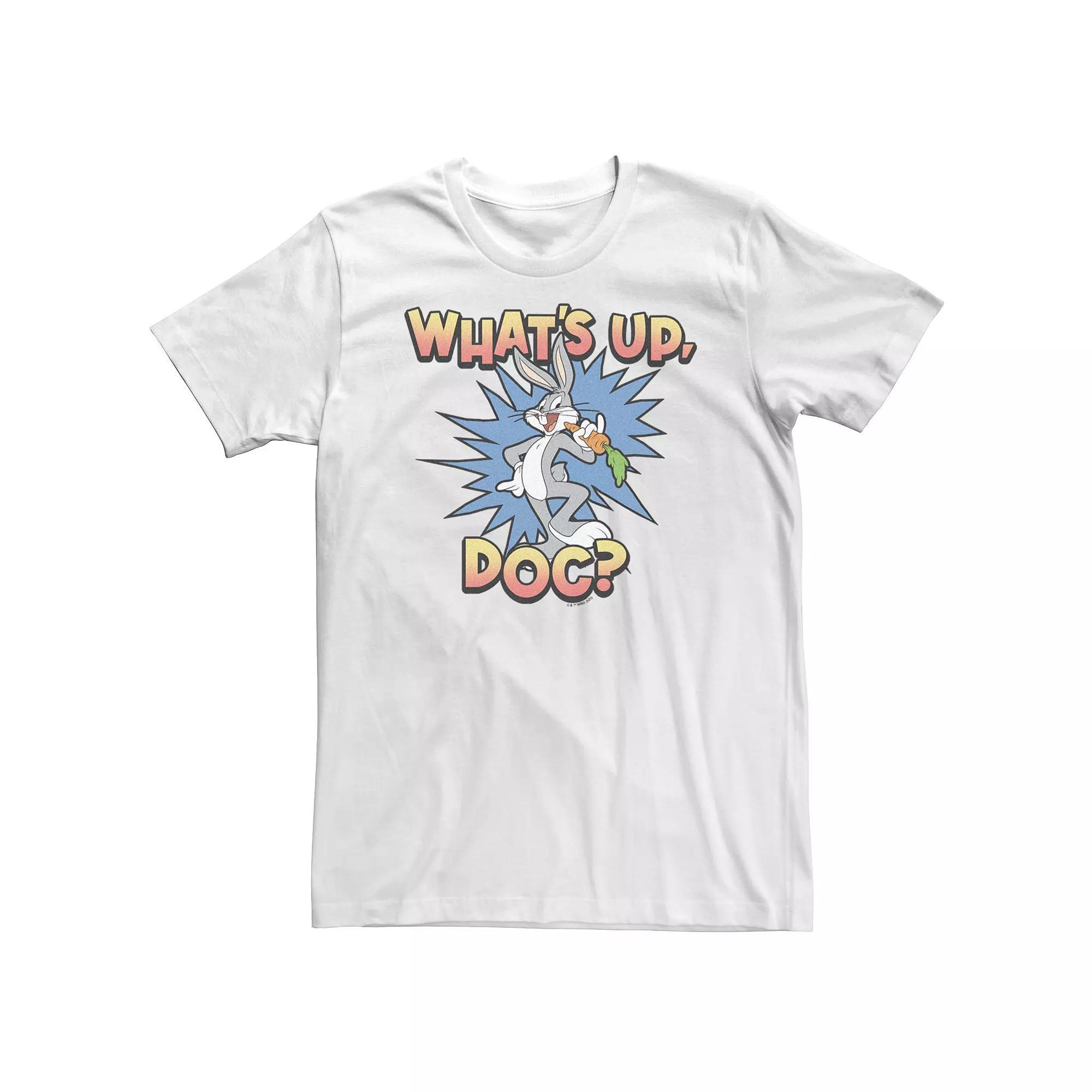 Big & Tall Looney Tunes Bugs Bunny Classic What's Up Doc Carrot Action Tee, Men's, Size: XXL Tall, White Product Image