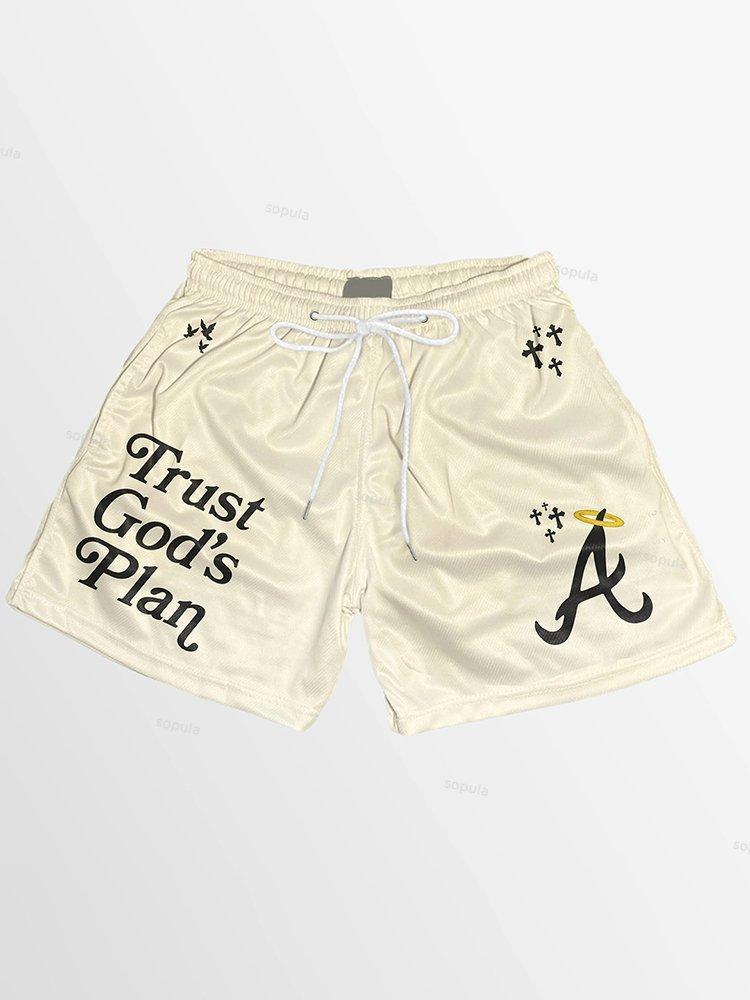 Trust God's Plan Graphic Print Mesh Shorts Product Image