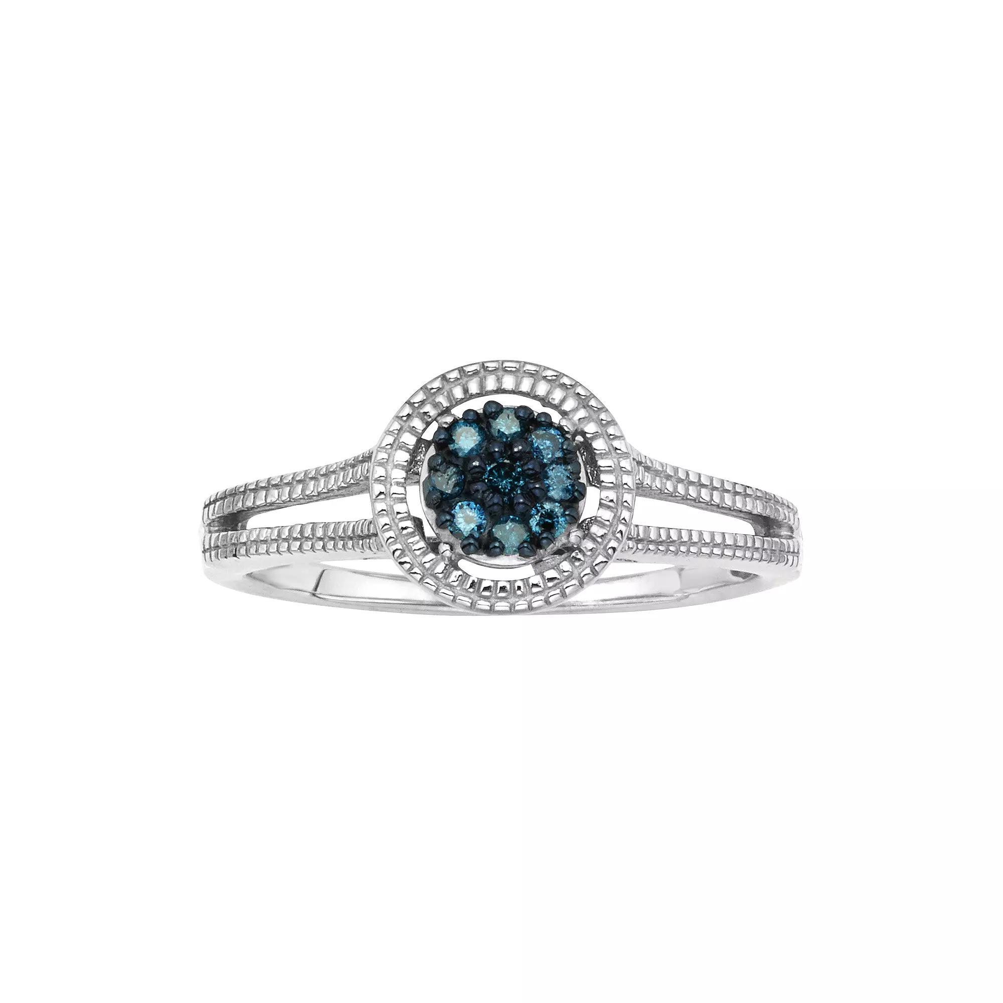 Jewelexcess Sterling Silver 1/10-ct. T.W. Blue Diamond Cluster Ring, Women's, Size: 8 Product Image