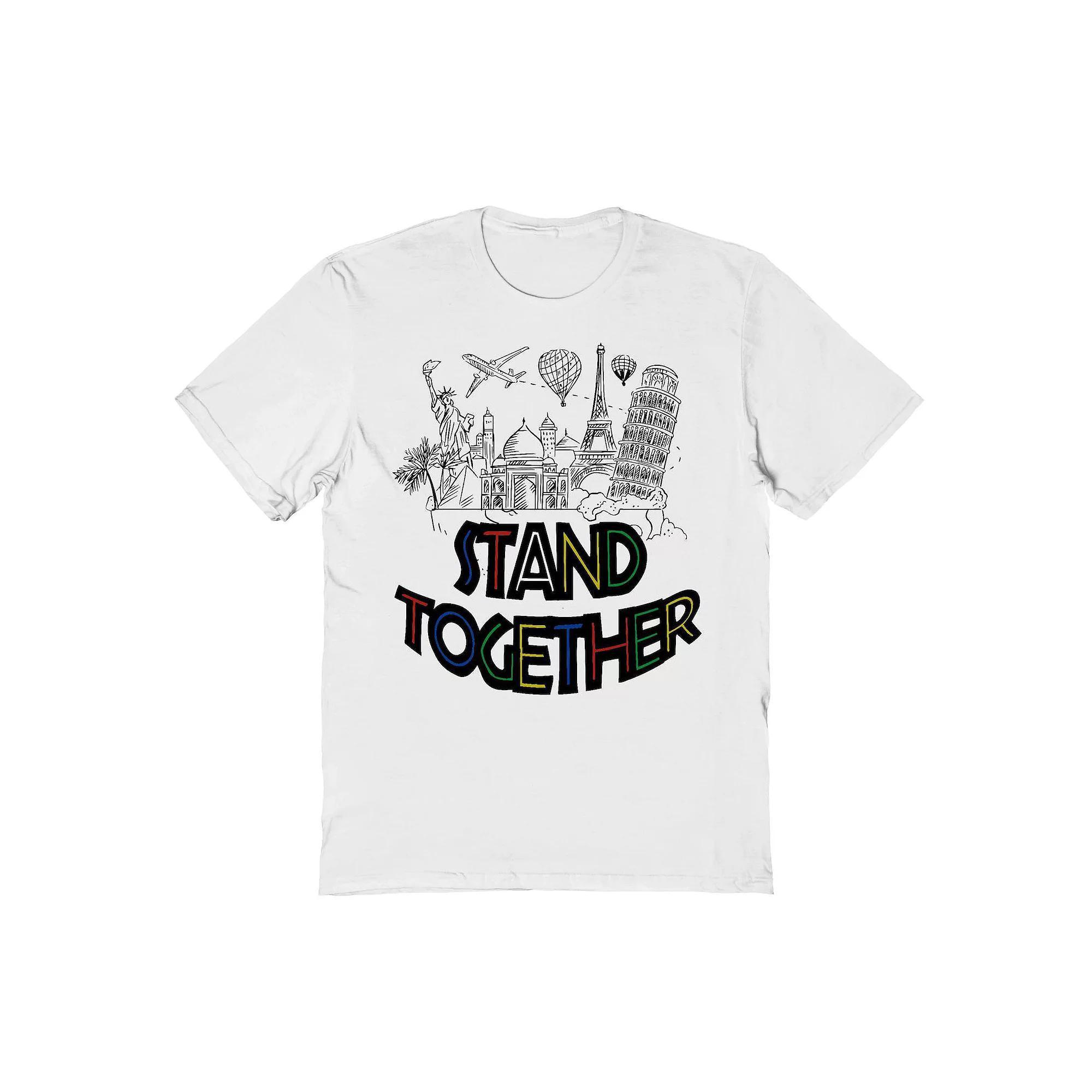 Men's Global Landmarks Stand Together Graphic Tee, Size: XXL, White Product Image