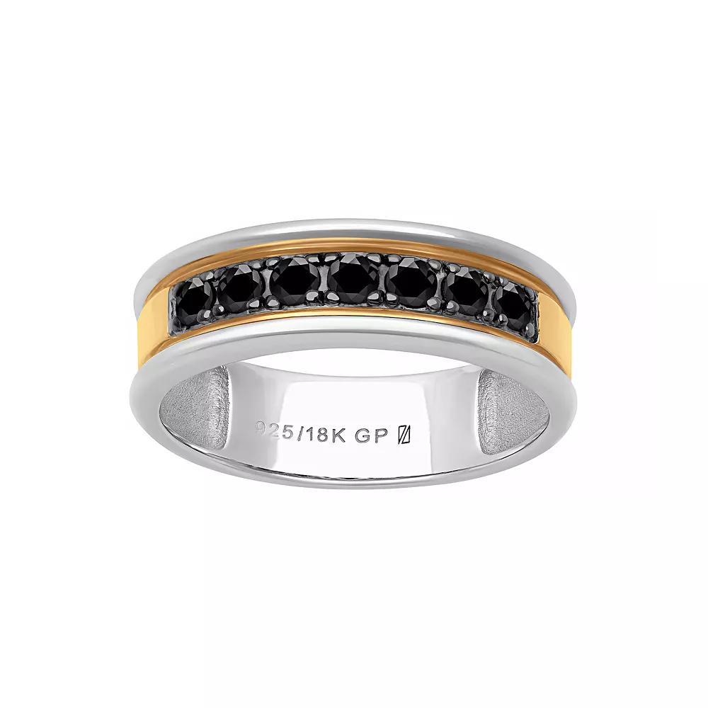 Men's AXL 18k Gold-Plated Silver Black Sapphire Ring, Size: 12, Gold Tone Product Image
