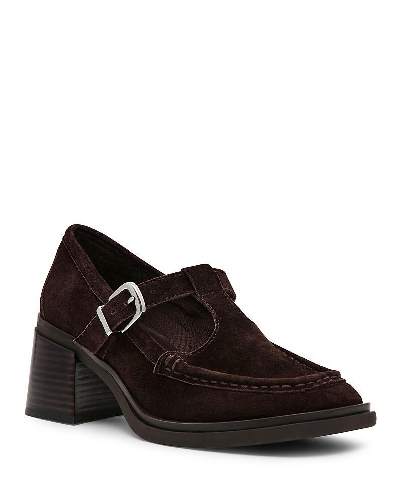 Steve Madden Womens Beverlee Square Toe Block Heel Loafers Product Image