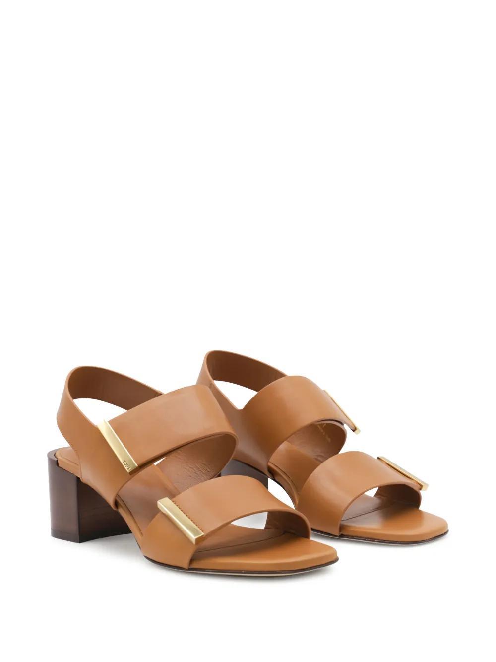TOD'S Strappy Leather Sandals In Brown Product Image