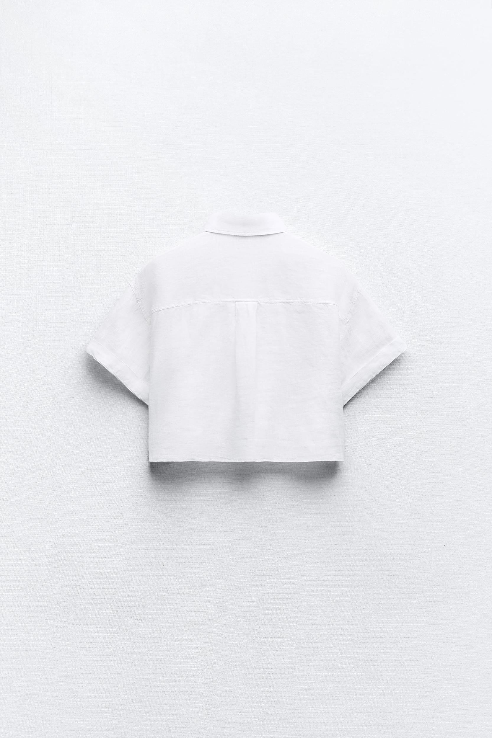 CROPPED 100% LINEN SHIRT Product Image