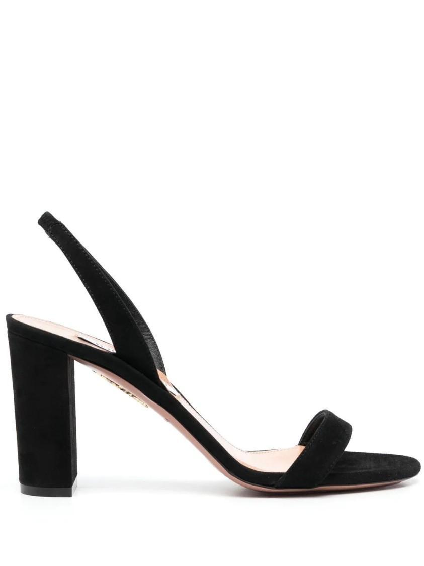 AQUAZZURA So Nude 85 Leather Slingback Sandals In Black Product Image