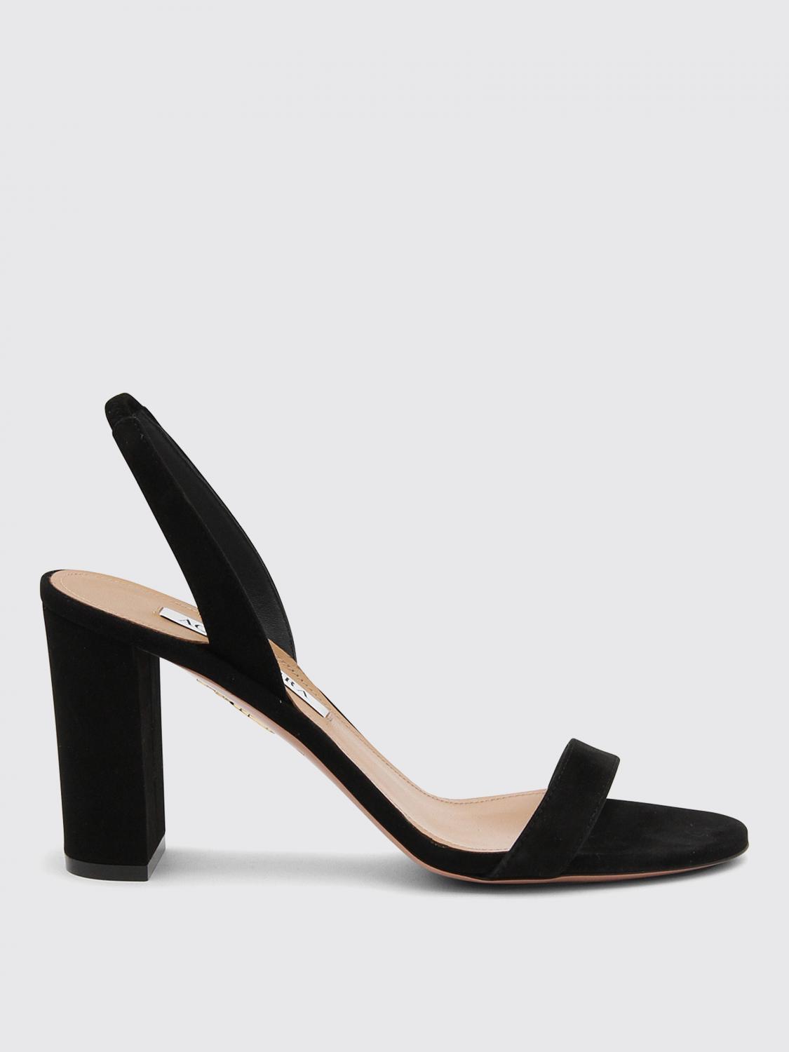 AQUAZZURA So Nude 85 Leather Slingback Sandals In Black Product Image