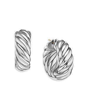 David Yurman Sterling Silver Sculpted Cable Huggie Hoop Earrings Product Image