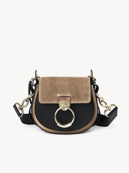 Small Tess bag in shiny & suede leather Product Image