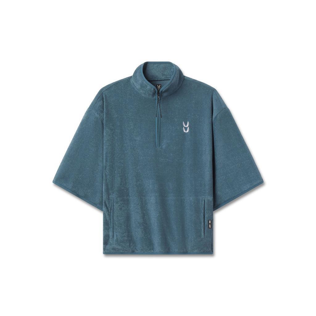 1057. Towel Terry Quarter Zip Oversized Tee - Storm Product Image
