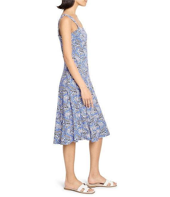 NIC + ZOE Dana Ocean Print Square Neck Sleeveless Fit-And-Flare Dress Product Image