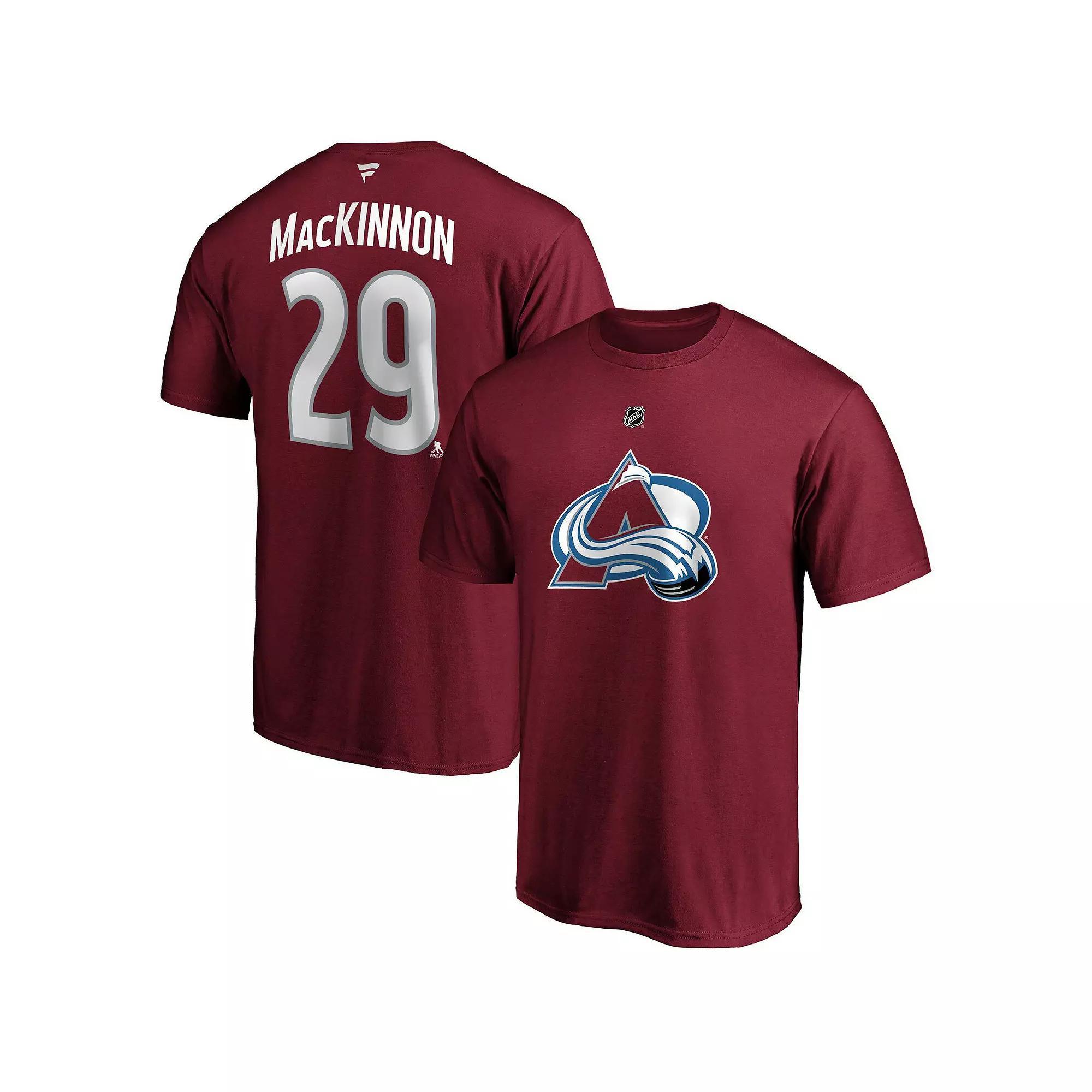 Men's Fanatics Branded Nathan MacKinnon Burgundy Colorado Avalanche Big & Tall Name & Number T-Shirt, Size: 3XLT, Med Re Product Image