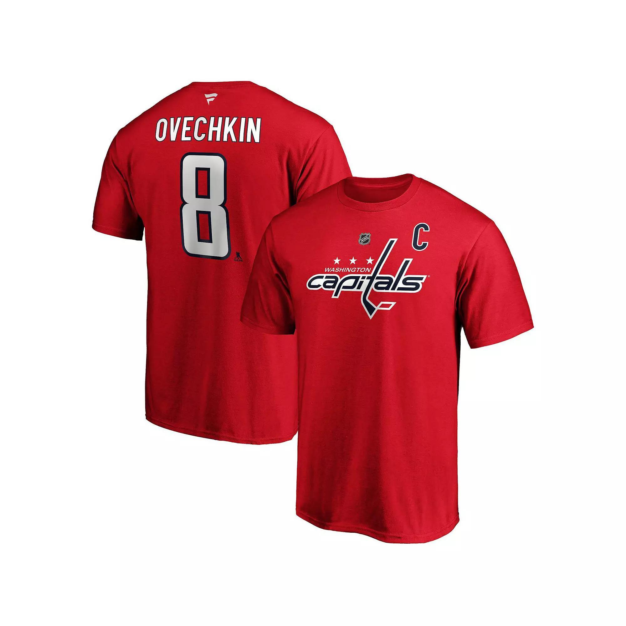 Men's Fanatics Branded Alexander Ovechkin Red Washington Capitals Big & Tall Captain Patch Name & Number T-Shirt, Size: XLT Product Image