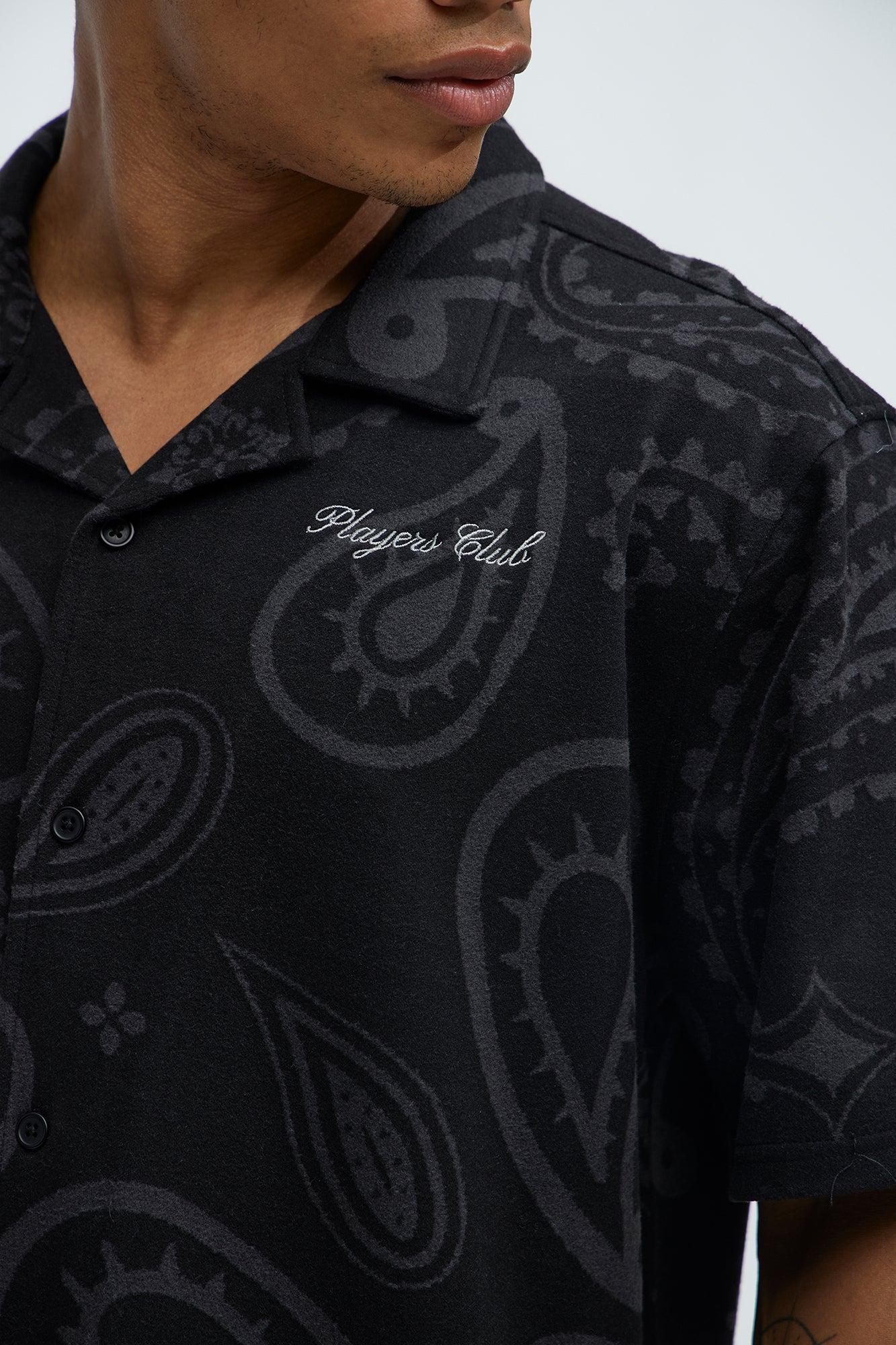 Heritage Paisley Short Sleeve Button Up - Black Product Image