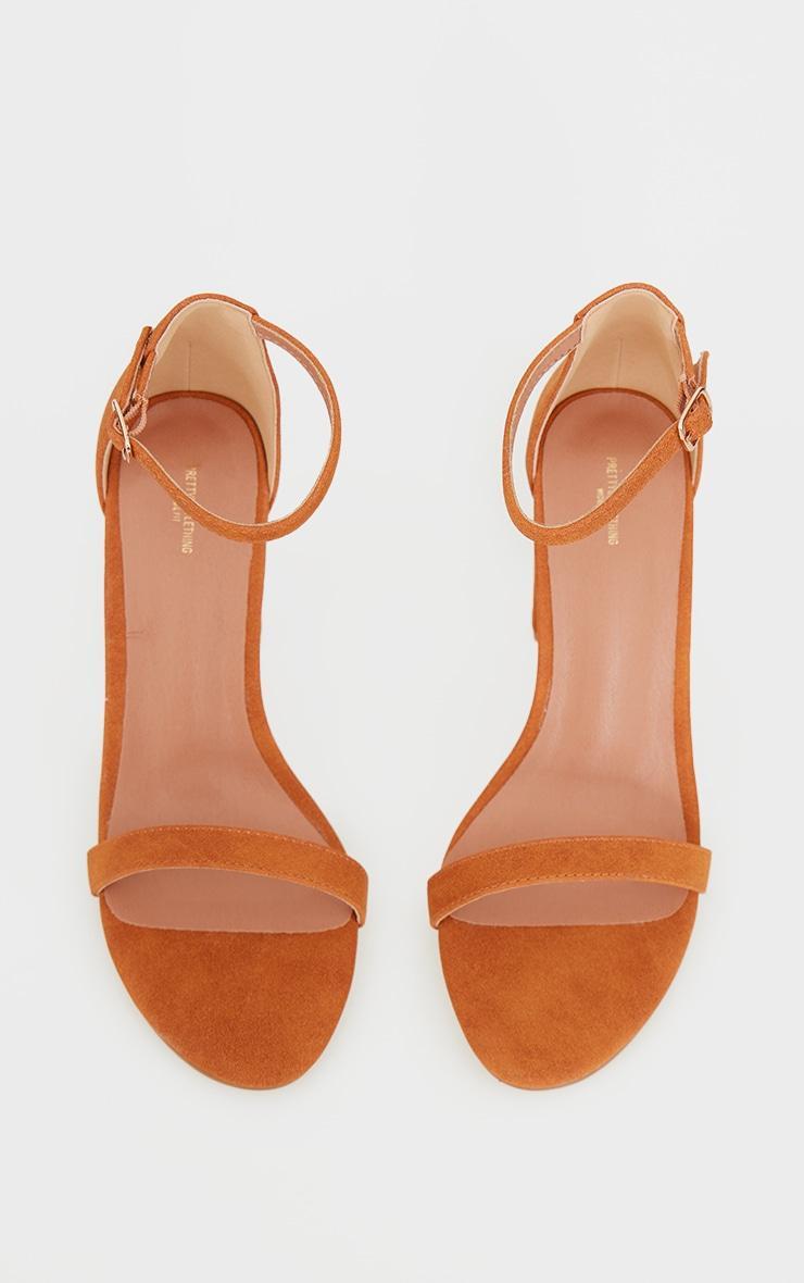Tan Faux Suede Wide Fit Block Heeled Sandals Product Image