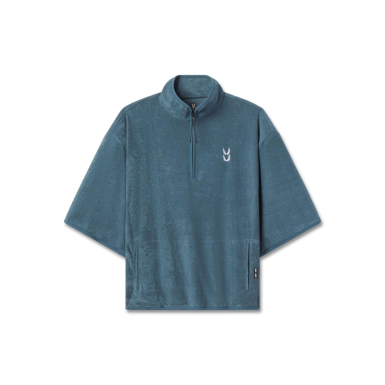 1057. Towel Terry Quarter Zip Oversized Tee - Storm Product Image