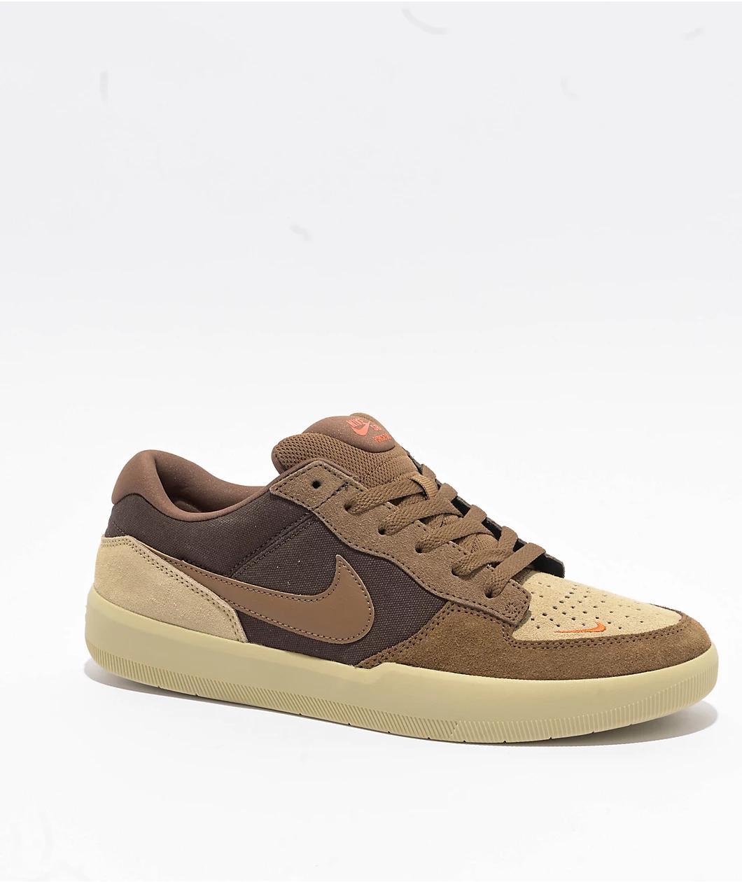 Nike SB Force 58 Light Orewood Brown & Fir Skate Shoes Product Image